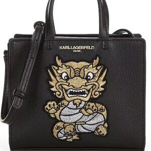 Karl Lagerfeld Paris Small (MINI) Maybelle Satchel Lunar New Year Black/Gold NWT